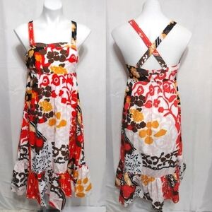 J. Crew Floral Print Cotton Dress Ruffled Hem Crisscross Back 6 Spring Summer